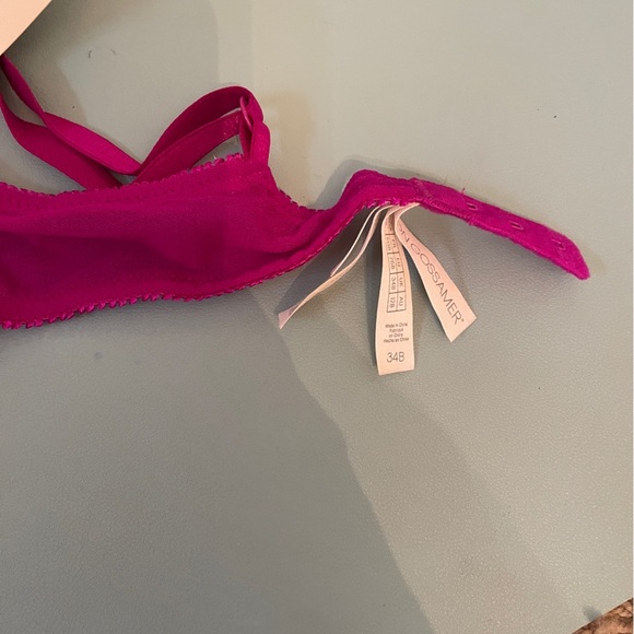 On Gossamer The Pump It Up Mesh Bra Push up Lift New Pink Purple Peony Size 34B - Picture 8 of 9